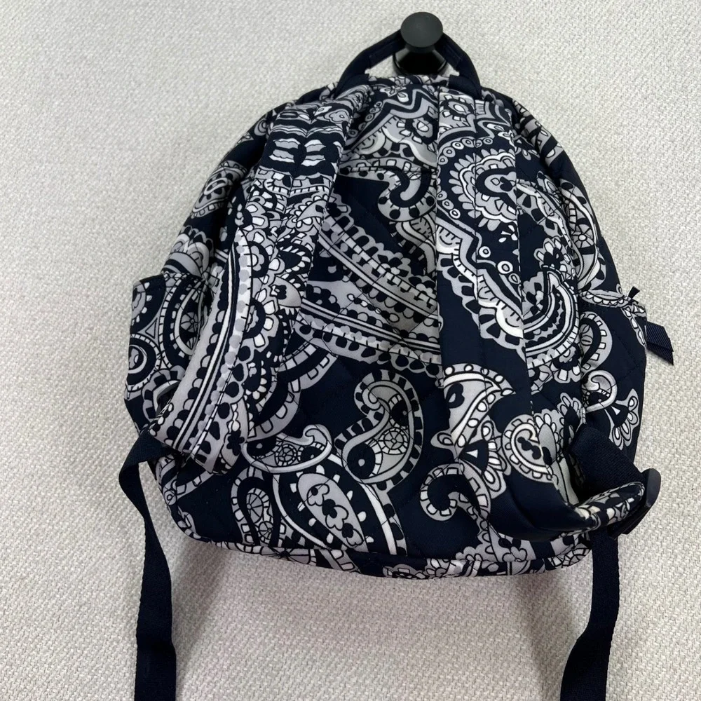 Vera Bradley Iconic Small Backpack Deep Night Paisley Quilted Cotton Navy Travel